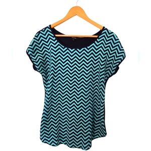 Espresso Blue Boxy Cap Sleeve Blouse Size Small